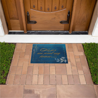 Blue Door Matt With Scripture Doormat