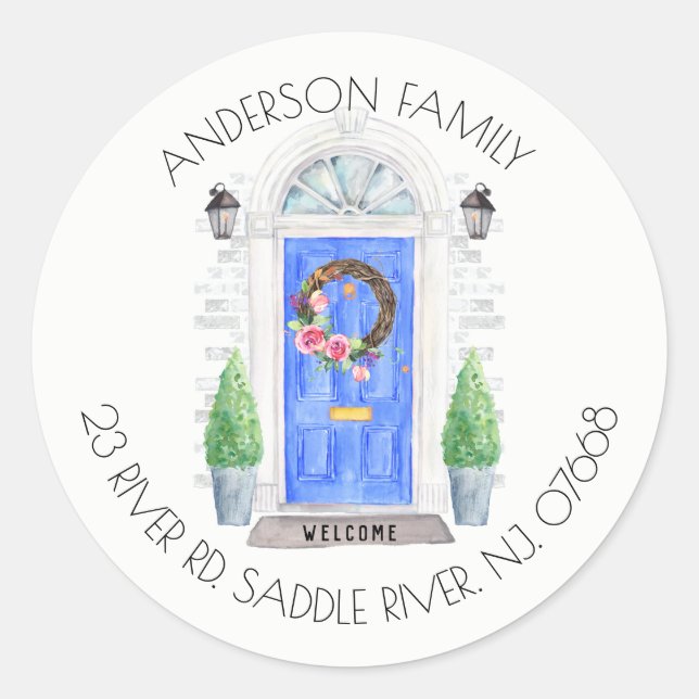 Blue Door | New Home Address Label Sticker (Front)