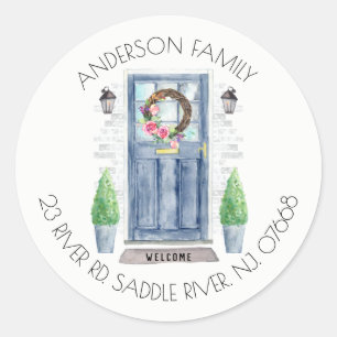 Blue Door   New Home Address Label Sticker