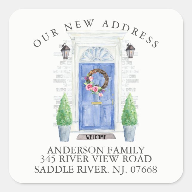 Blue Door | New Home Address Label Sticker (Front)