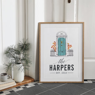 Blue Door   Personalized Family Name Print