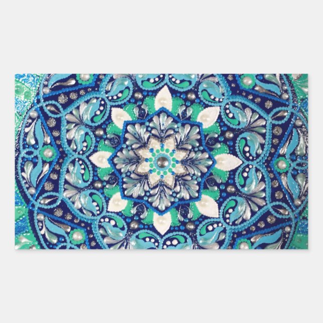 Blue dot art mandala sticker (Front)