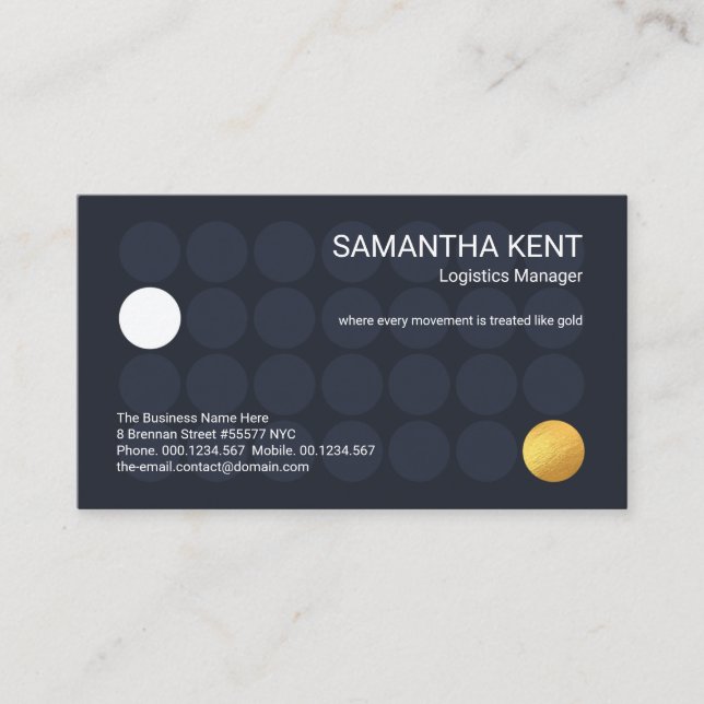 Blue Dot City Moving Gold Cargo Logistic Mover Business Card (Front)