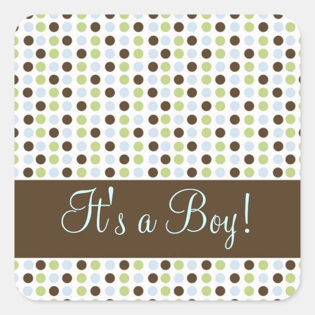 Blue Dot Its a Boy Square Sticker (Front)