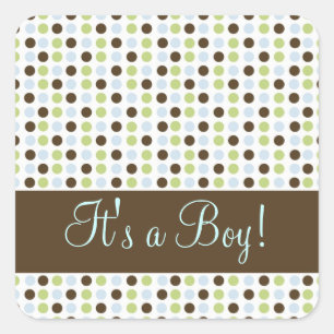 Blue Dot Its a Boy Square Sticker