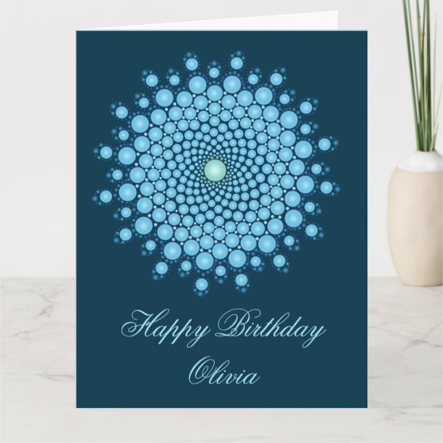 Blue Dot Mandala Bonne carte d'anniversaire (Devant)