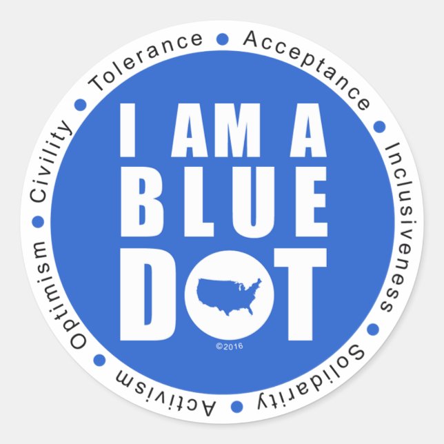 Blue Dot U.S.A. Large Classic Round Sticker (Front)