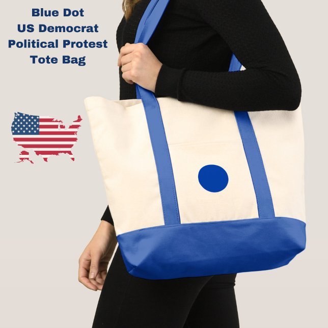 Blue Dot US Democrat Support Anti-Trump Tote Bag (Resist with this Blue Dot US Democrat political protest tote bag.)