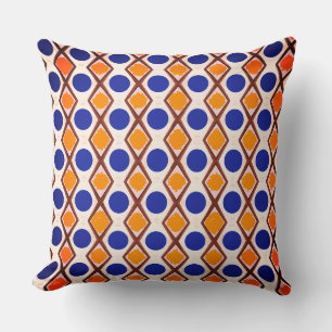 Blue Dots and Orange Paint  Throw Pillow