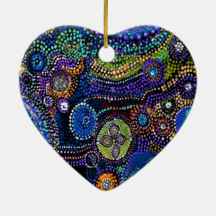 Blue Dots Artistic Swirls Christmas Ornament