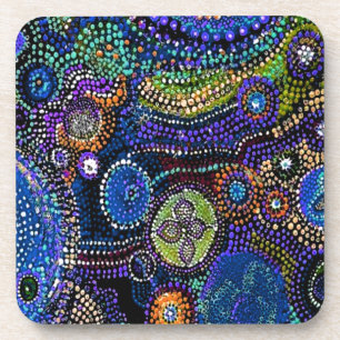 Blue Dots Artistic Swirls Coaster Set of 6