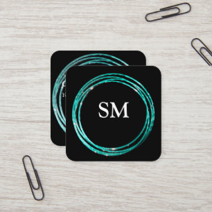 Blue dots circle elegance  square business card