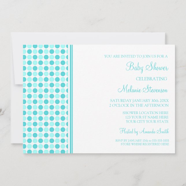 Blue Dots Custom Baby Shower Invitations (Back)