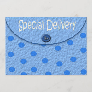 Blue Dots Envelope Boys Baby Shower Invitations
