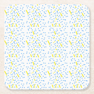 Blue Dots Meteor Shower Square Paper Coaster