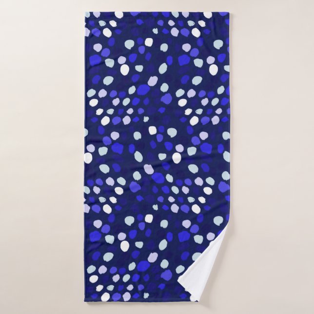 Blue Dots Multi Coloured Fun Geometric Design Bath Towel (Bath Towel)