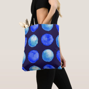 Blue Dots Watercolor Pattern Indigo Cerulean  Tote Bag