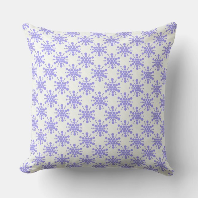 Blue dotted stamped star design throw pillow (Front)