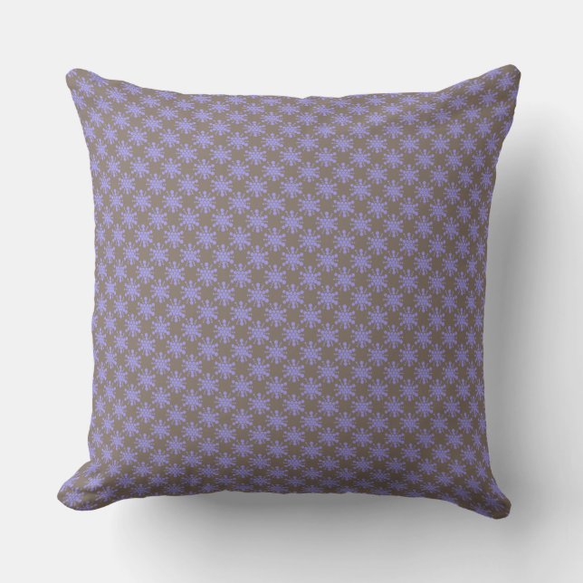 Blue dotted stars on chocolate brown throw pillow (Front)