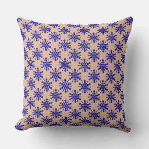 Blue dotted stars on taupe throw pillow