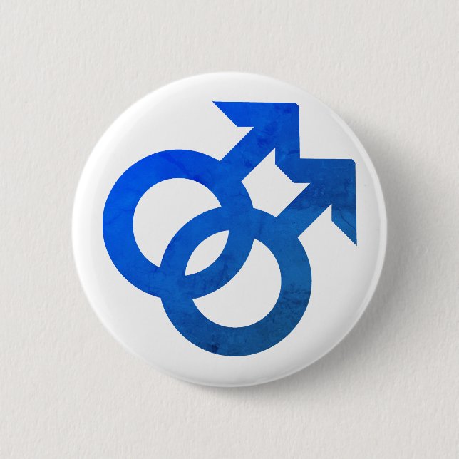 Blue Double Male symbol 2 Inch Round Button (Front)