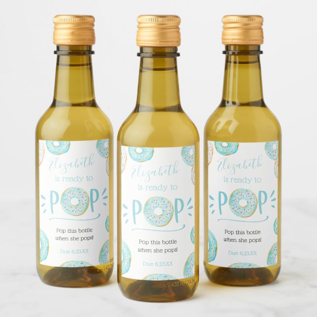 Blue Doughnut Baby Pop it When She Pops Wine Label (Bottles)