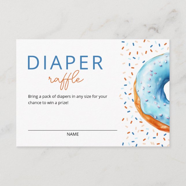  Blue Doughnut Baby Sprinkle Diaper Raffle Enclosure Card (Front)