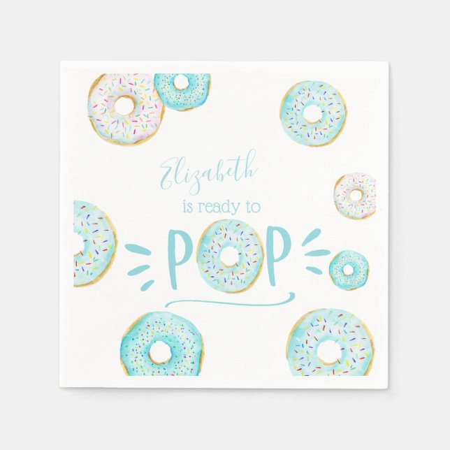 Blue Doughnut Baby Sprinkle Napkin (Front)