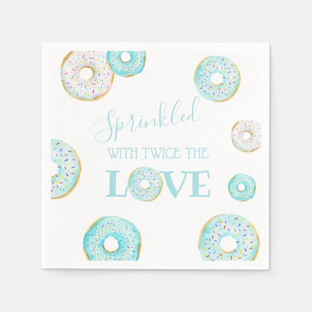 Blue Doughnut Baby Sprinkle Paper Plate Napkin (Front)