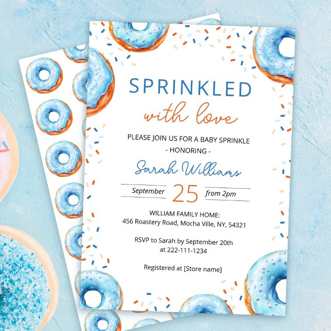 Blue Doughnut Baby Sprinkle Shower Invitation (Creator Uploaded)