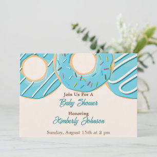 Blue Doughnut Delight Baby Shower Invitation