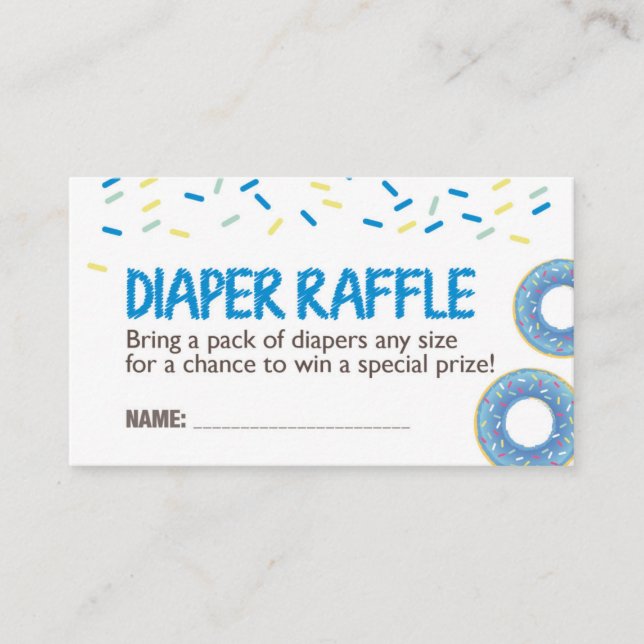 Blue Doughnut Diaper Raffle Ticket Enclosure Card (Front)
