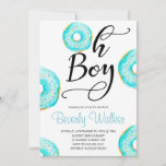 Blue Doughnut Oh Baby Boys Baby Shower Invitation<br><div class="desc">Modern Oh Baby shower design featuring a blue doughnut with and a modern script font. Flip our invite over to view a for an extra special touch</div>