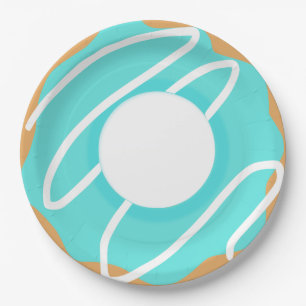 Blue Doughnut Paper Plate