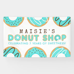 Blue Doughnut Shop Birthday Party Banner