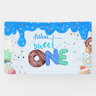 blue Doughnut sweet one 1st birthday Banner