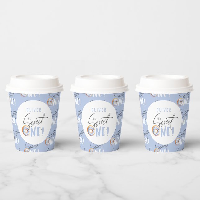 blue Doughnut sweet one 1st birthday party attire  Paper Cups (Multi)
