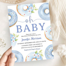 Blue Doughnuts Baby Shower Invitation