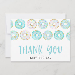 Blue Doughnuts Baby Shower Thank You Card