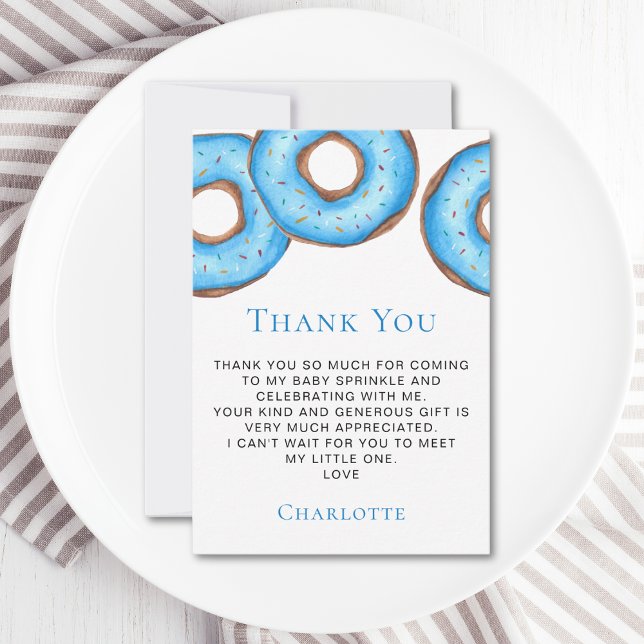 Blue Doughnuts Baby Sprinkle Thank You Card (Creator Uploaded)