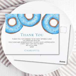Blue Doughnuts Baby Sprinkle Thank You Postcard