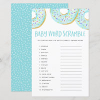 Blue Doughnuts Baby Word Scramble Baby Shower Game