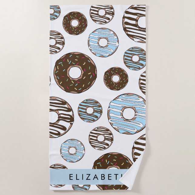 Blue Doughnuts, Brown Doughnuts, Sprinkles, Your N Beach Towel (Front)