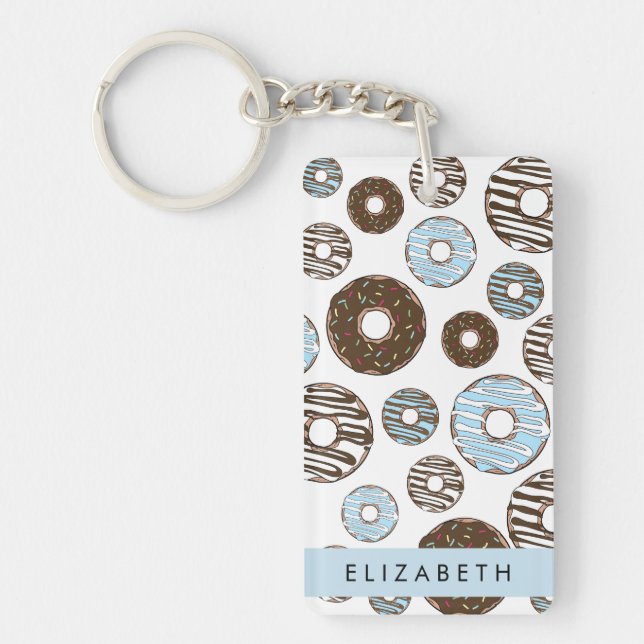Blue Doughnuts, Brown Doughnuts, Sprinkles, Your N Keychain (Front)