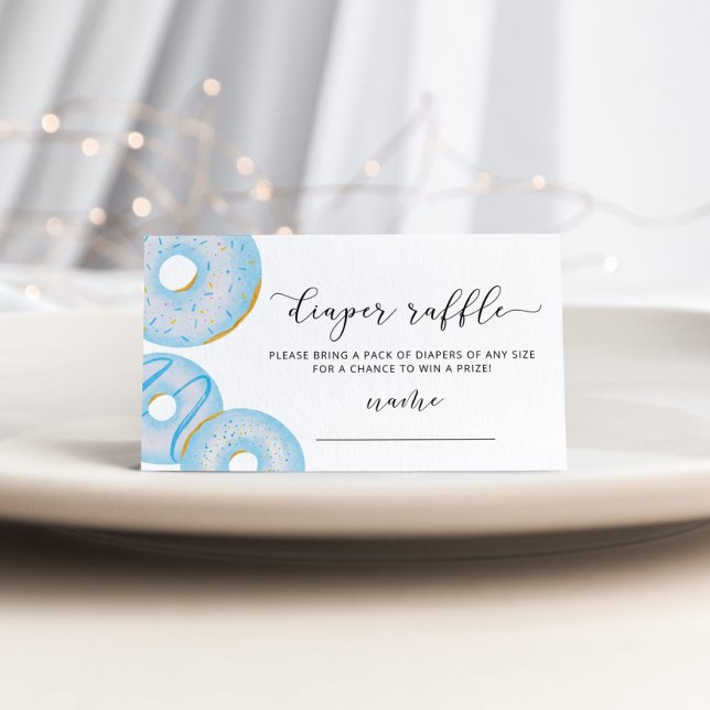 Blue doughnuts diaper raffle ticket enclosure card (Creator Uploaded)