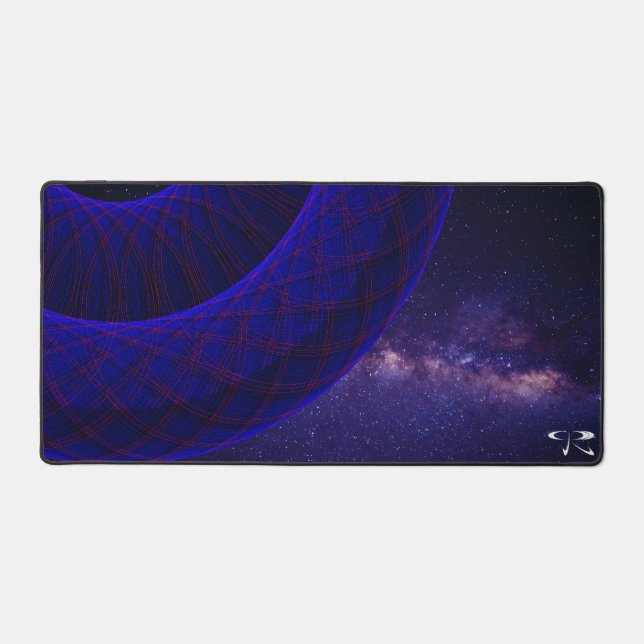 Blue Doughnuts In Space Geometric Mouse Pad Mat (Front)