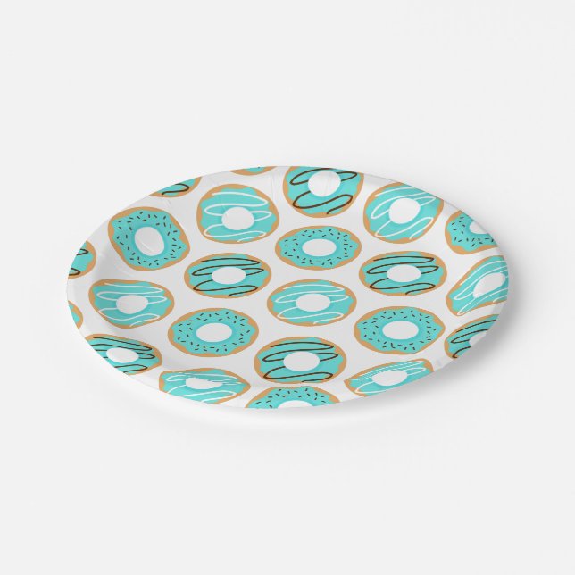 Blue Doughnuts Pattern Paper Plate (Angled)