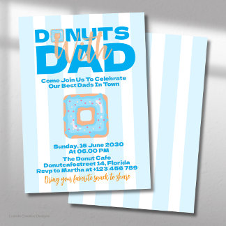 Blue Doughnuts With Dad For Father's Day Celebrati Invitation