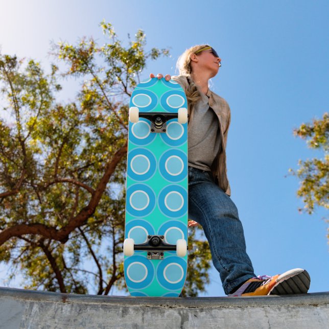 Blue Doughnuts With Filling On Turquoise  Skateboard (Outdoor 1)