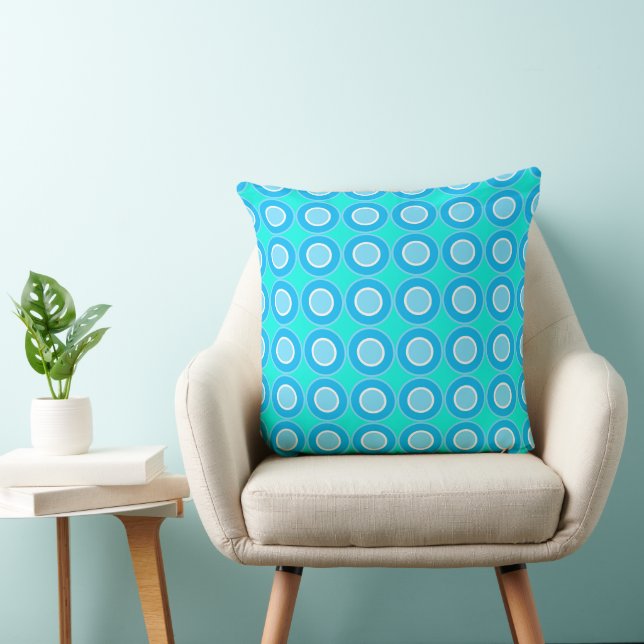 Blue Doughnuts With Filling On Turquoise  Throw Pillow (Chair)